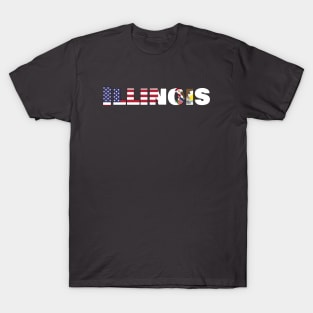 Illinois State Flag/America Flag Logo T-Shirt